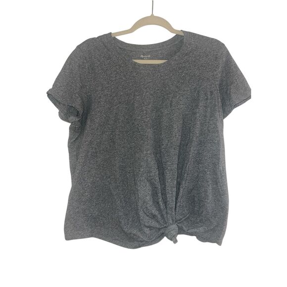 ✨Madewell Knot-Front Grey Sz Large Tee✨ - Picture 3 of 7